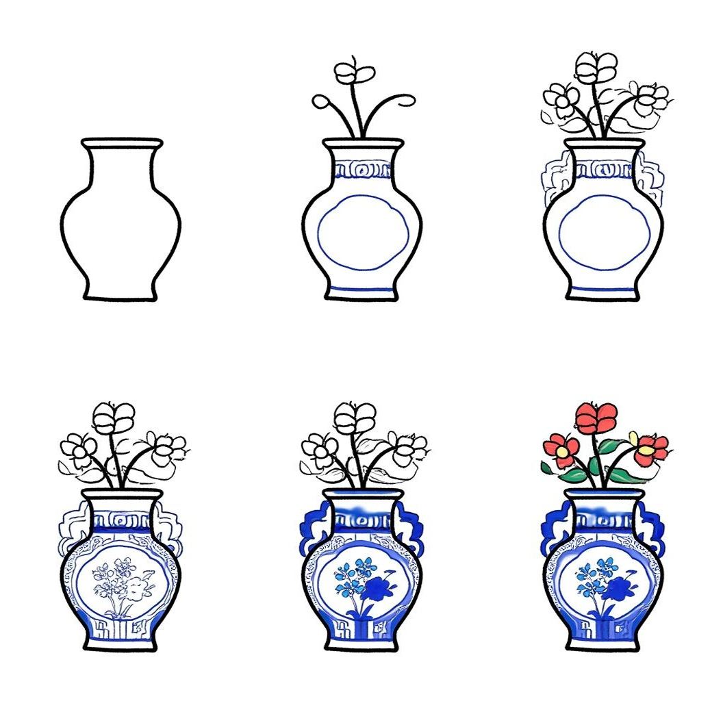 青花瓷簡筆畫