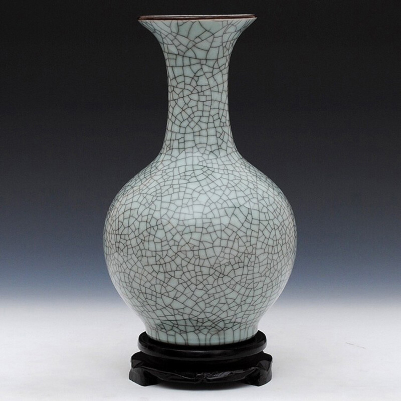 景德鎮仿古官窯裂紋釉花瓶 復古典雅的家居裝飾藝術品